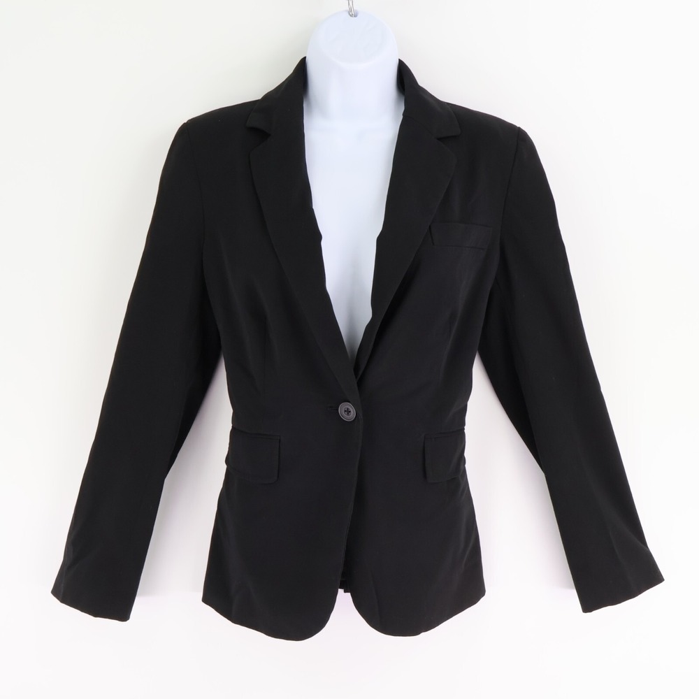 Worthington Blazer Suit Jacket‎ Shoulder Pads Lined Womens Size 6 Black Stretch